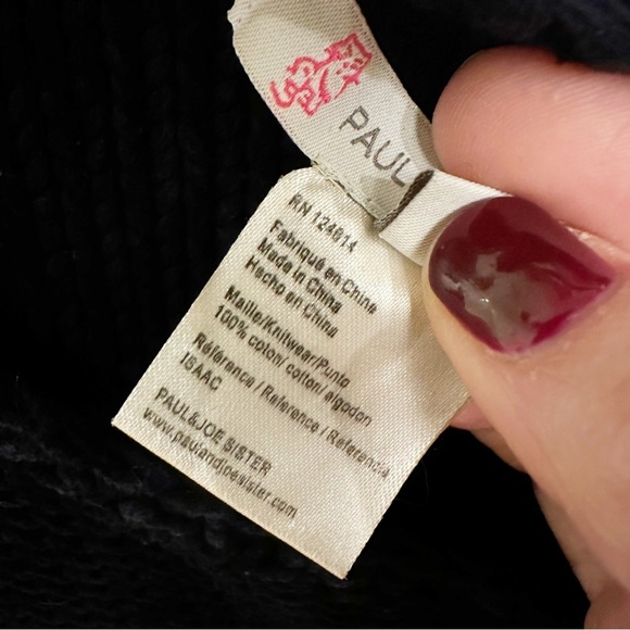 Paul & Joe Sister Isaac Navy Asymmetric Zip Front Chunky Knit Cardigan Sweater - Picture 3 of 11